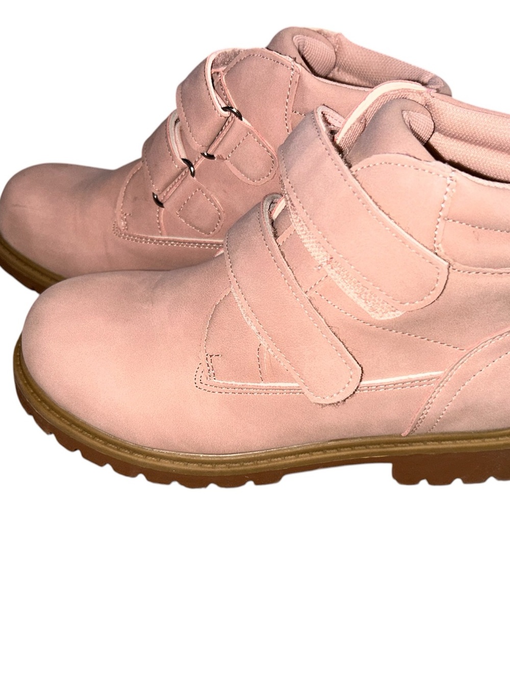 Kids Pink Velcro Ankle Boots